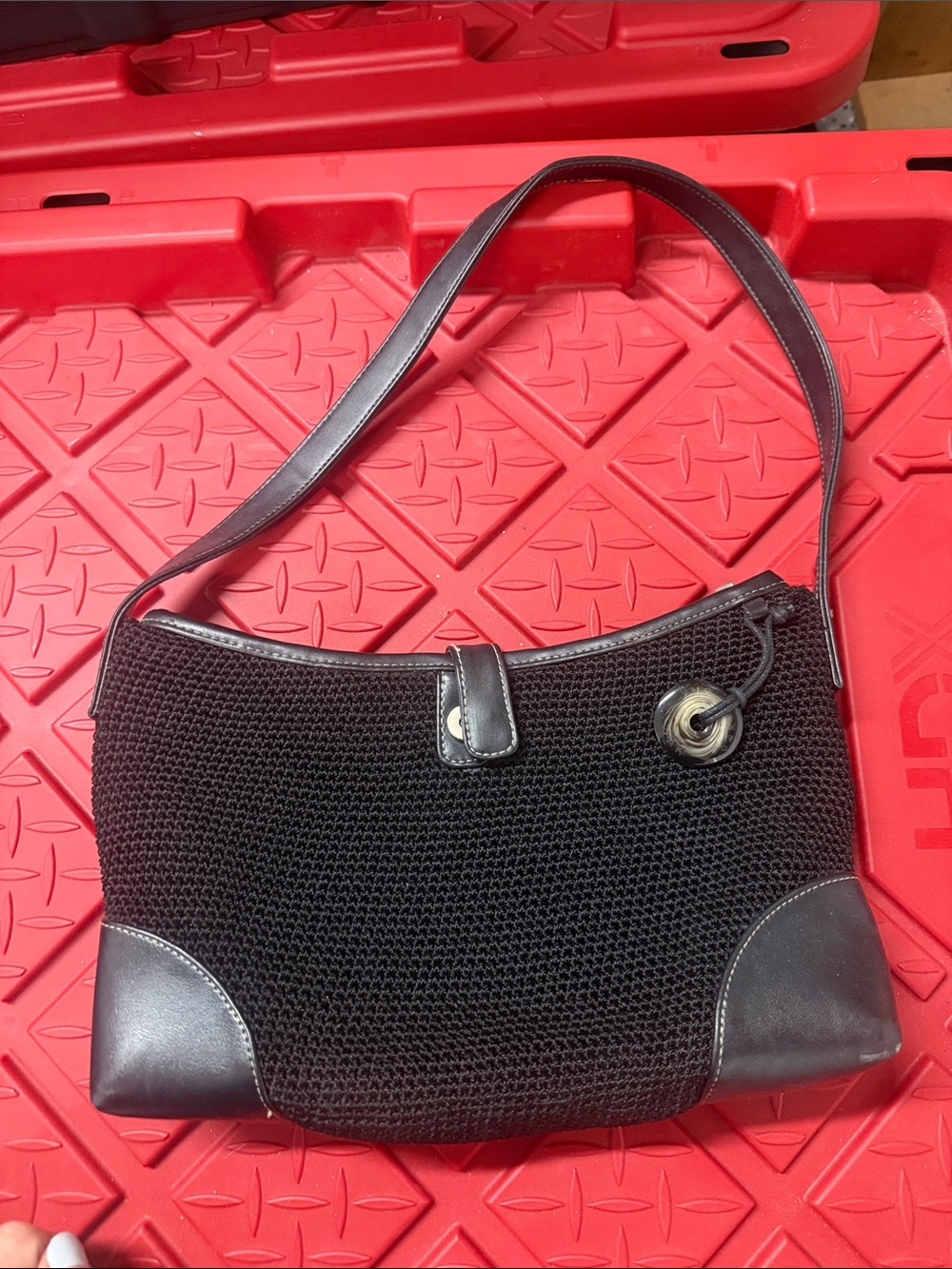 The Sak Black Woven Shoulder Bag with Grommet Accent